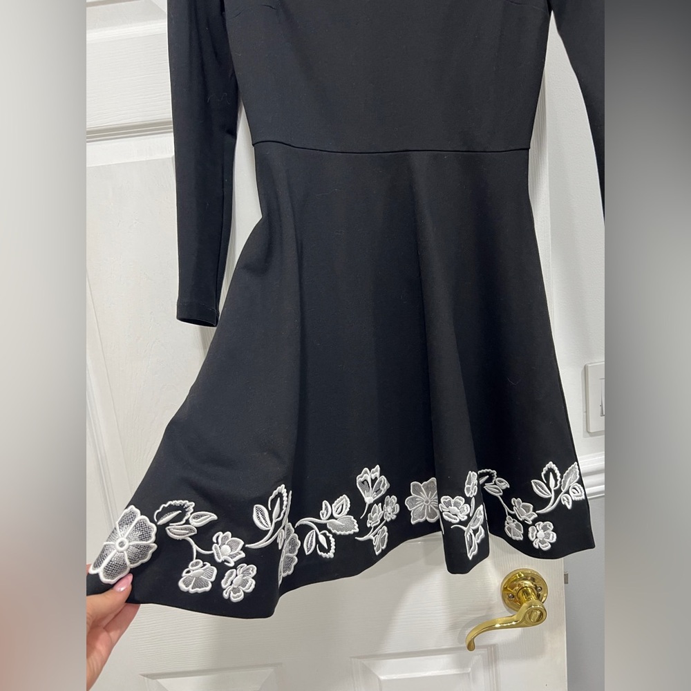 Kate Spade Black Dress with White Floral Embroidery